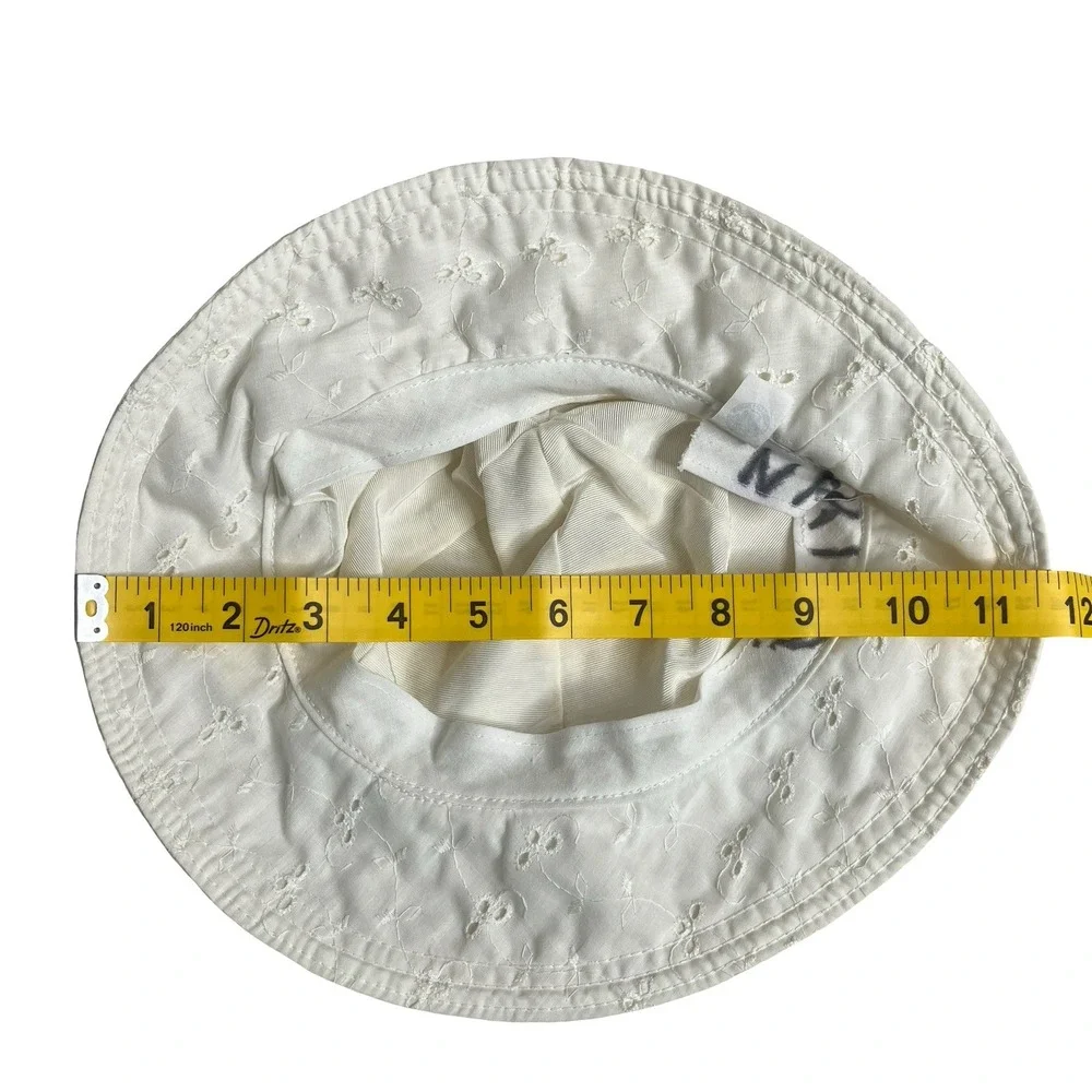 Vintage White Eyelet Embroidered Sun Hat Union Made USA Cottagecore Prairie